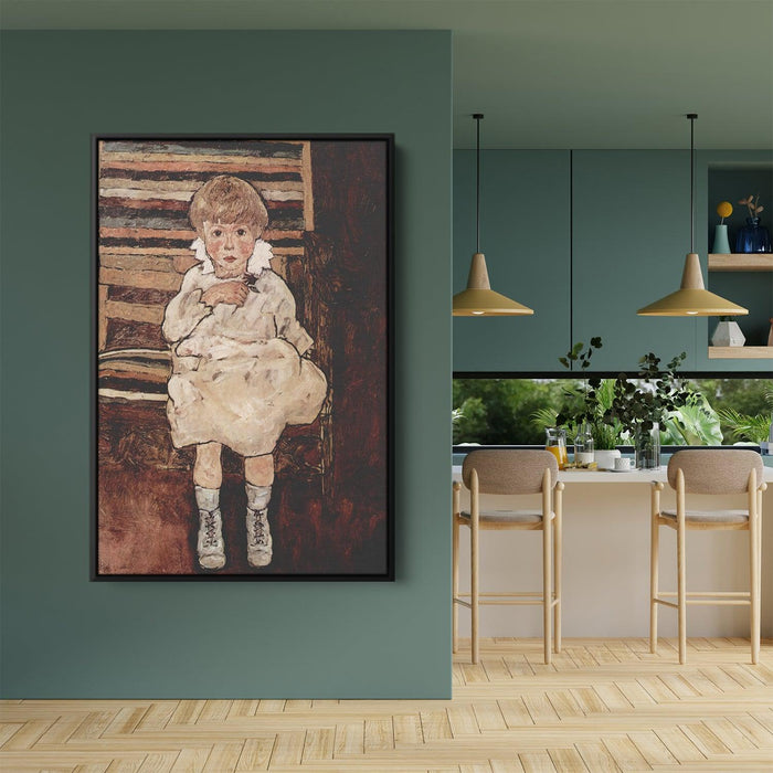 Seated child by Egon Schiele - Canvas Artwork