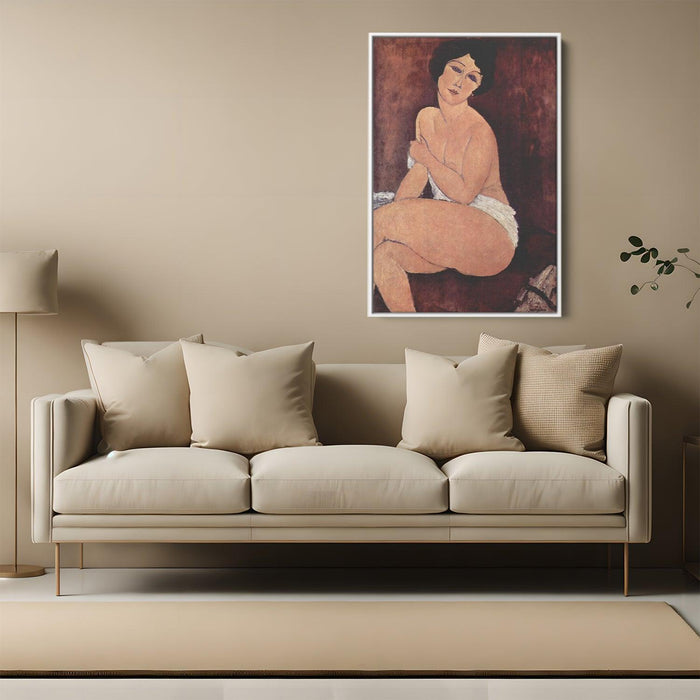 Nude seating on a sofa by Amedeo Modigliani - Canvas Artwork