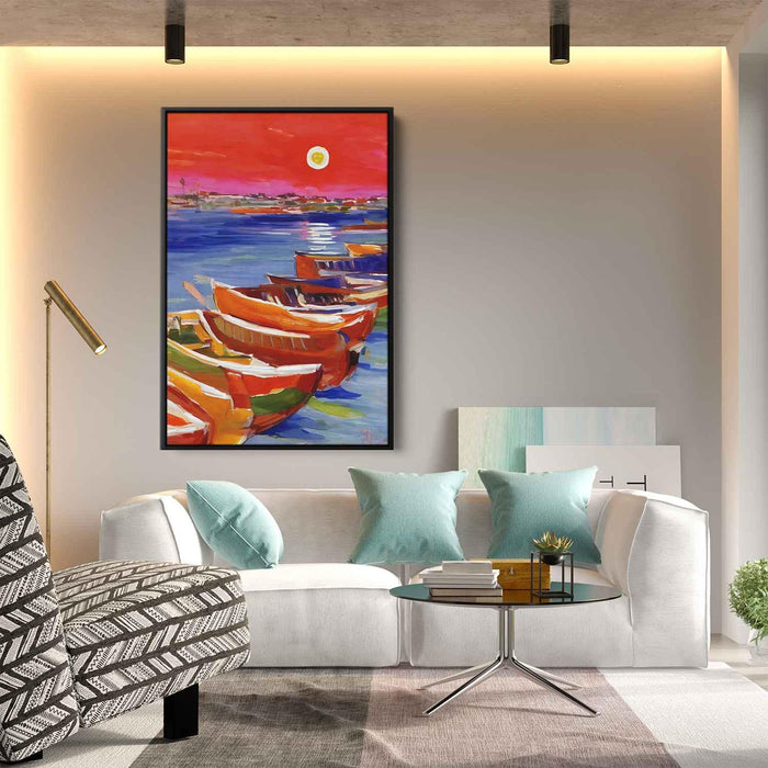 Line Art Sunset Boats #216 - Kanvah