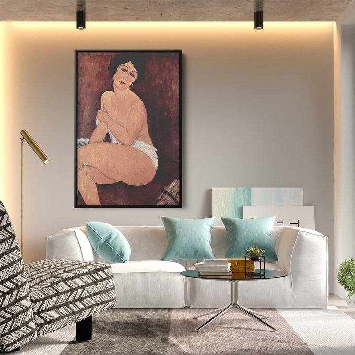 Nude seating on a sofa by Amedeo Modigliani - Canvas Artwork