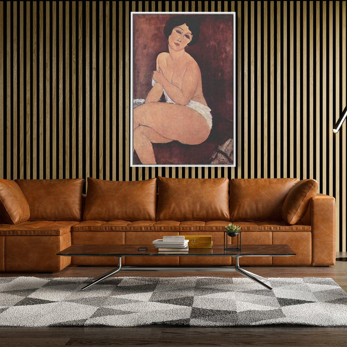 Nude seating on a sofa by Amedeo Modigliani - Canvas Artwork