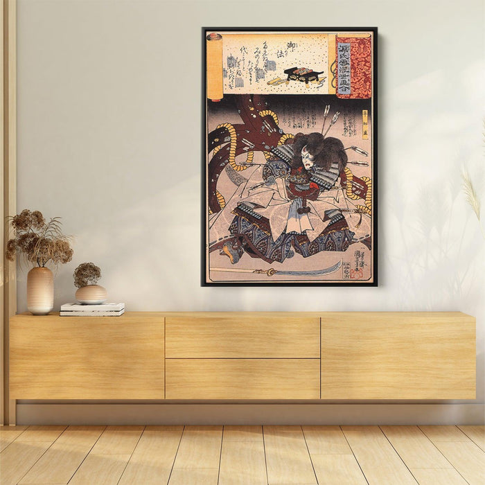 Minori - The mortally wounded Taira Tomomori with ahuge anchor by Utagawa Kuniyoshi - Canvas Artwork