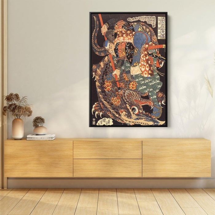 Miyamoto Musashi killing a giant by Utagawa Kuniyoshi - Canvas Artwork