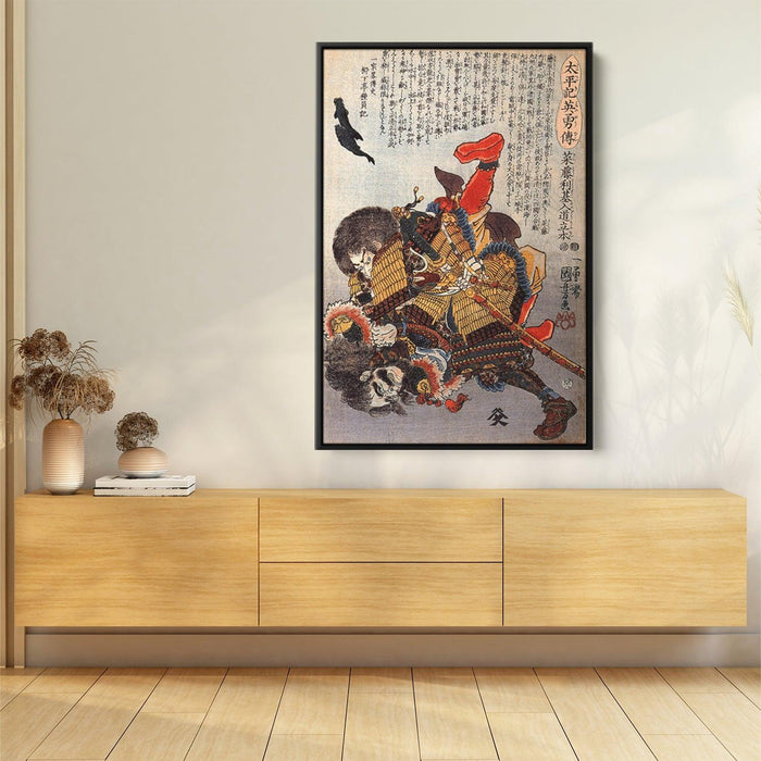 Saito Toshimoto and a warrior in a underwater struggle by Utagawa Kuniyoshi - Canvas Artwork