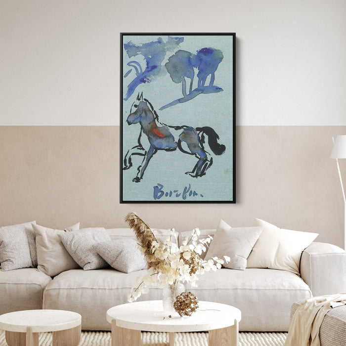 A blue horse by David Burliuk - Canvas Artwork