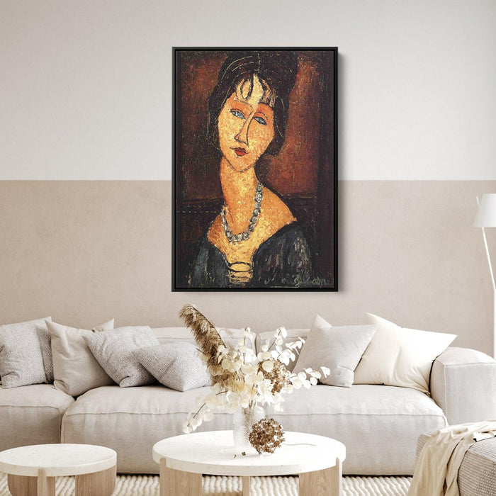 Jeanne Hebuterne with Necklace by Amedeo Modigliani - Canvas Artwork