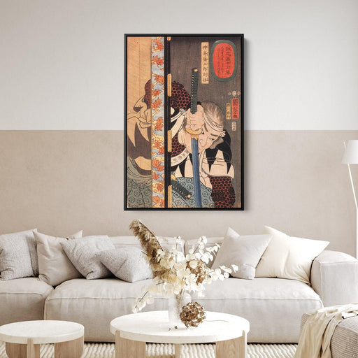 Kansaki Yagoro Noriyasu seen behind a transparent screen by Utagawa Kuniyoshi - Canvas Artwork