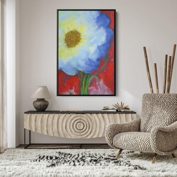 White Abstract Flower Print - Canvas Art by Kanvah