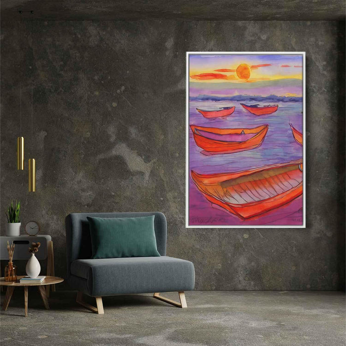 Line Art Sunset Boats #212 - Kanvah