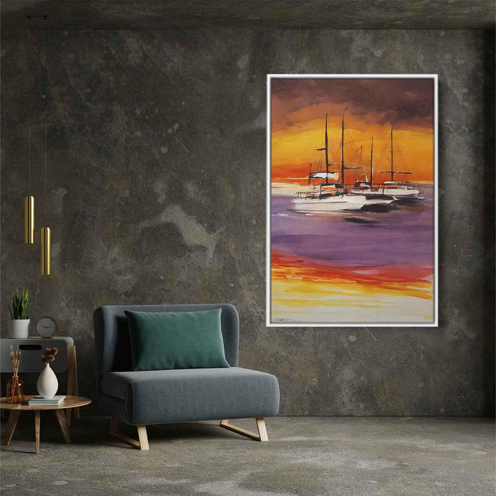 Line Art Sunset Boats #215 - Kanvah