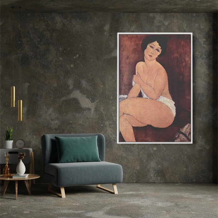 Nude seating on a sofa by Amedeo Modigliani - Canvas Artwork