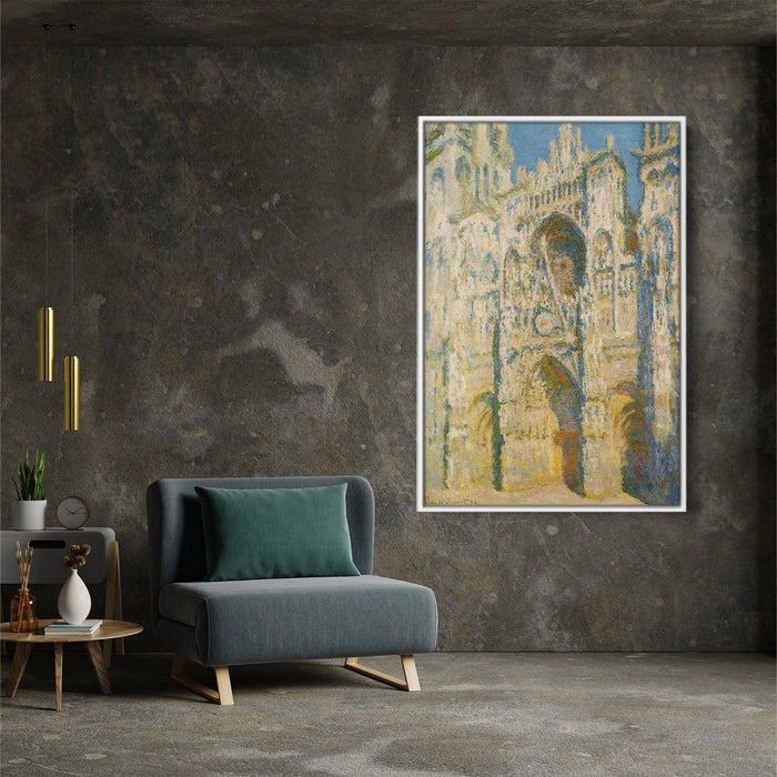 Rouen Cathedral, the Portal and the Tower d`Allban on the Sun by Claude Monet - Canvas Artwork