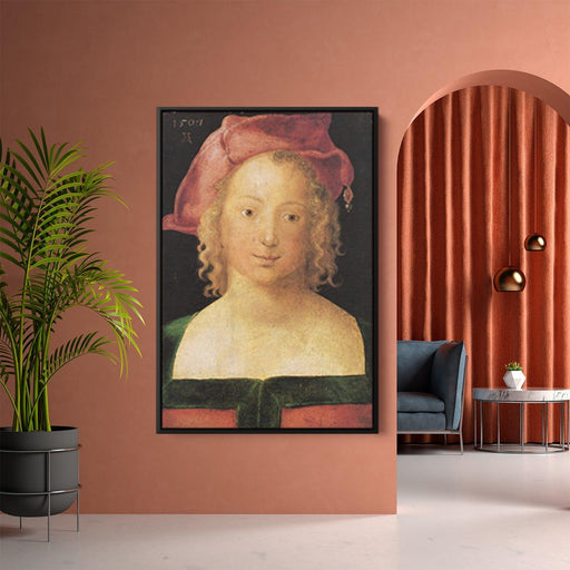 Face a young girl with red beret by Albrecht Durer - Canvas Artwork