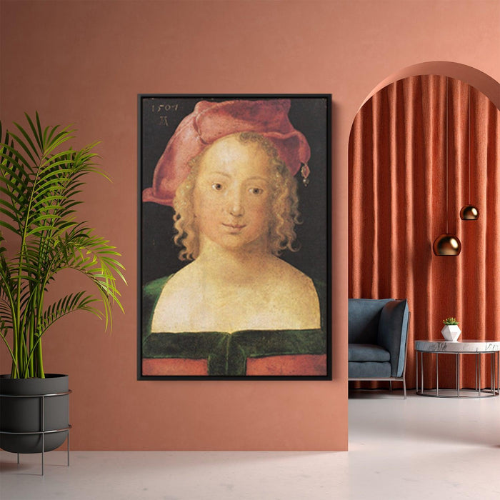 Face a young girl with red beret by Albrecht Durer - Canvas Artwork
