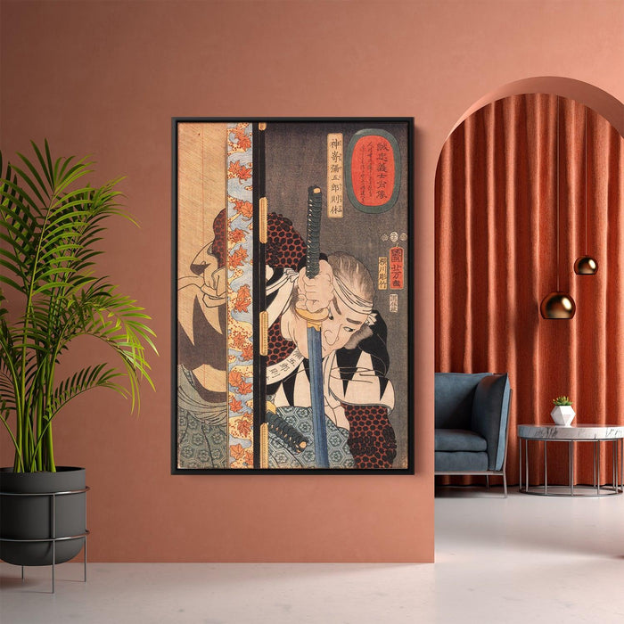 Kansaki Yagoro Noriyasu seen behind a transparent screen by Utagawa Kuniyoshi - Canvas Artwork