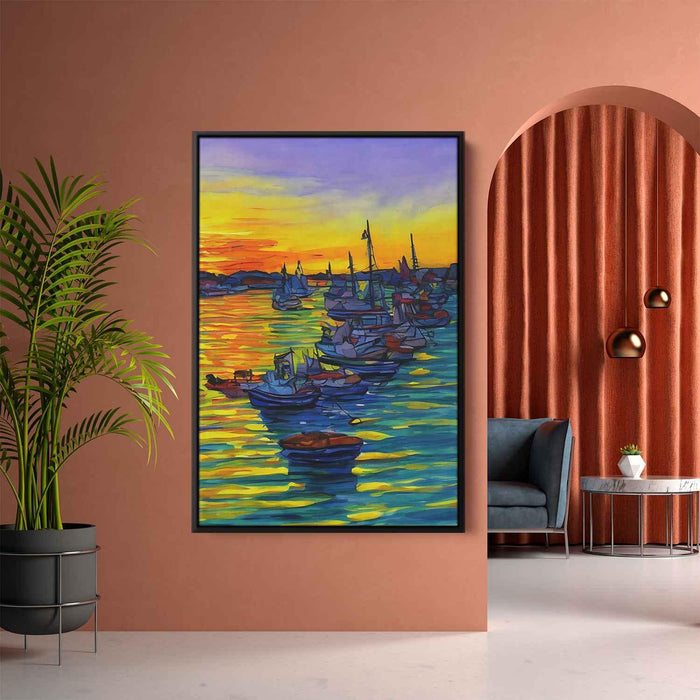 Line Art Sunset Boats #218 - Kanvah
