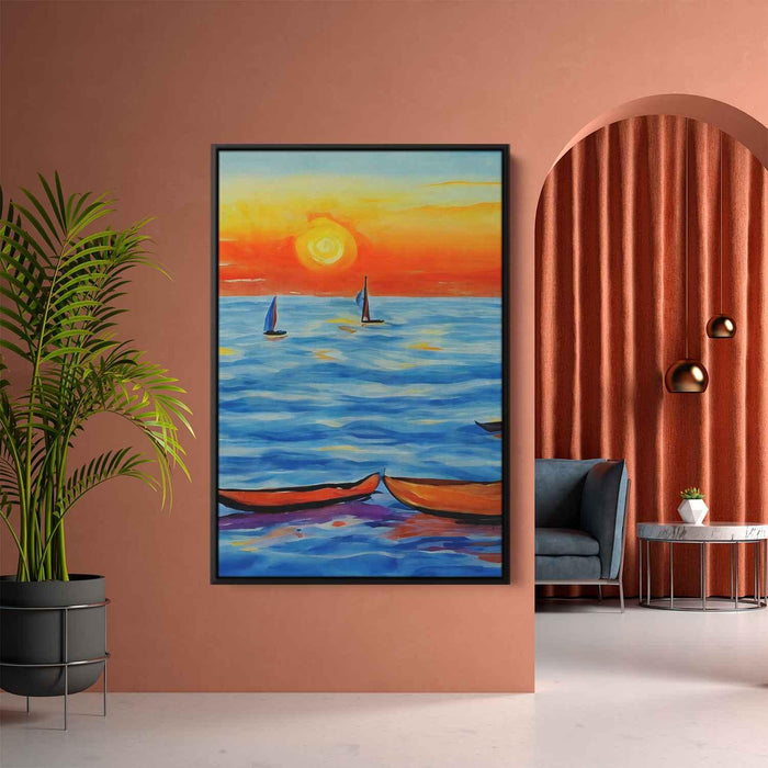 Line Art Sunset Boats #222 - Kanvah