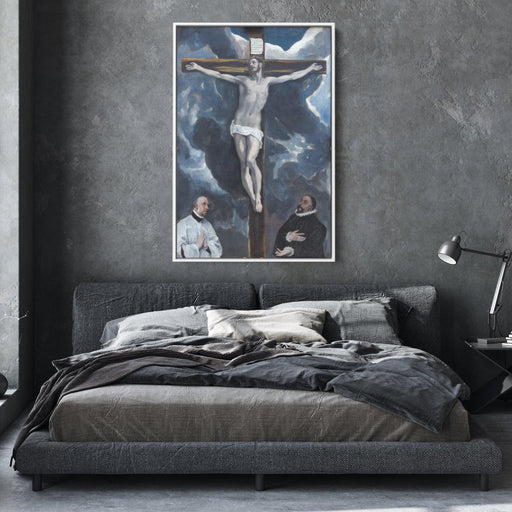 Christ on the cross adored by two donors by El Greco - Canvas Artwork