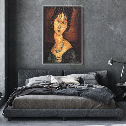 Jeanne Hebuterne with Necklace by Amedeo Modigliani - Canvas Artwork