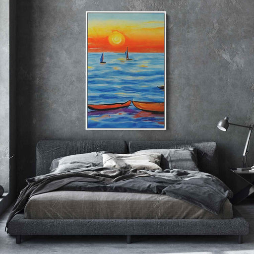 Line Art Sunset Boats #222 - Kanvah
