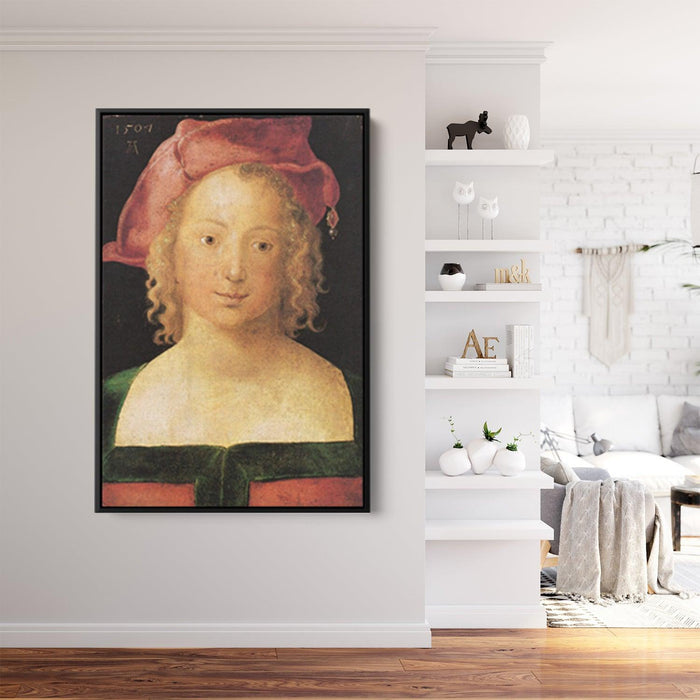 Face a young girl with red beret by Albrecht Durer - Canvas Artwork