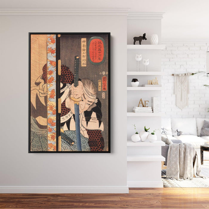 Kansaki Yagoro Noriyasu seen behind a transparent screen by Utagawa Kuniyoshi - Canvas Artwork