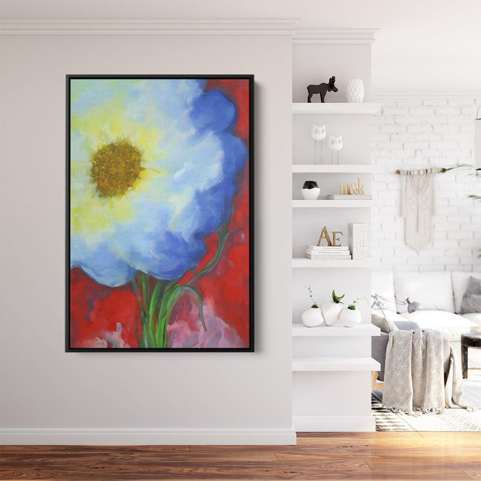 White Abstract Flower Print - Canvas Art by Kanvah