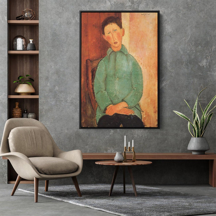 Boy in a Blue Shirt by Amedeo Modigliani - Canvas Artwork