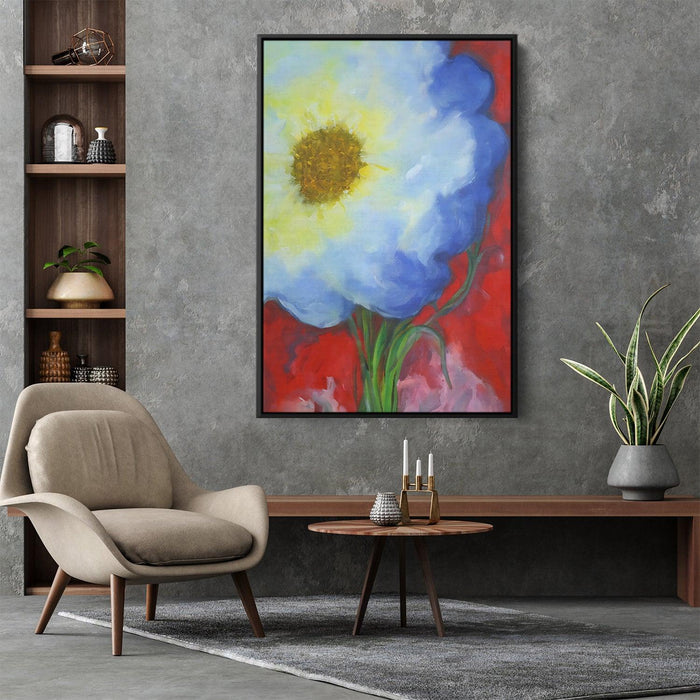 White Abstract Flower Print - Canvas Art by Kanvah