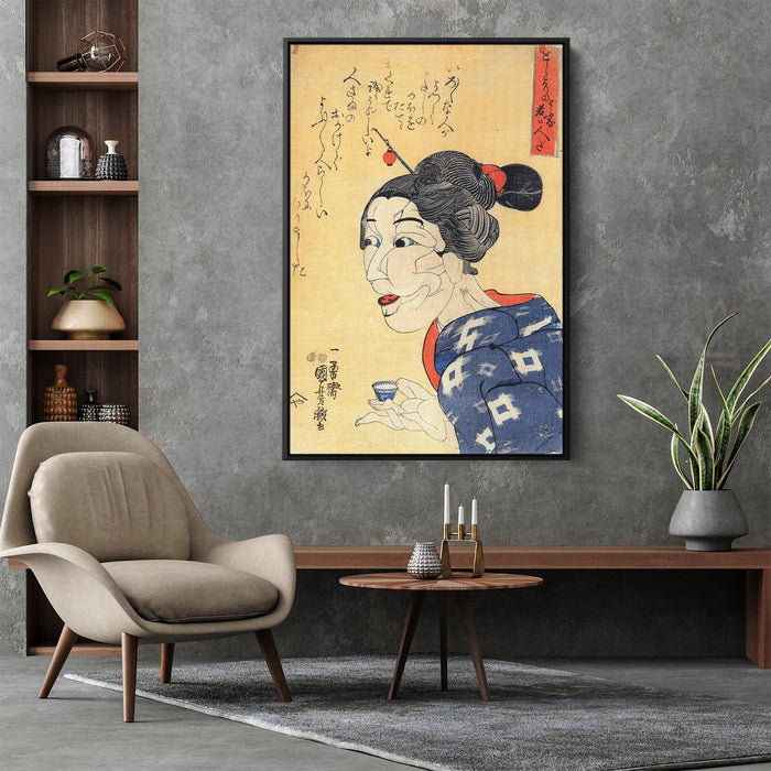 Even thought she looks old, she is young by Utagawa Kuniyoshi - Canvas Artwork