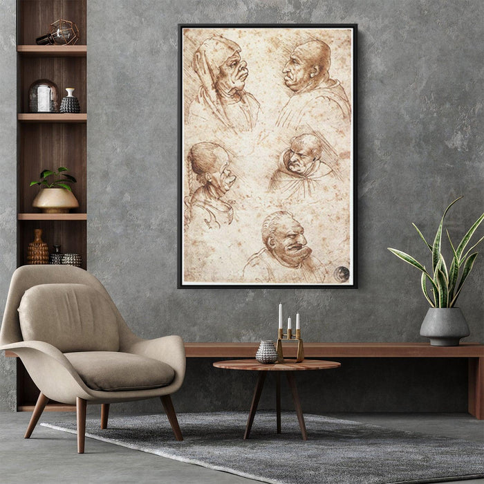 Five caricature heads by Leonardo da Vinci - Canvas Artwork