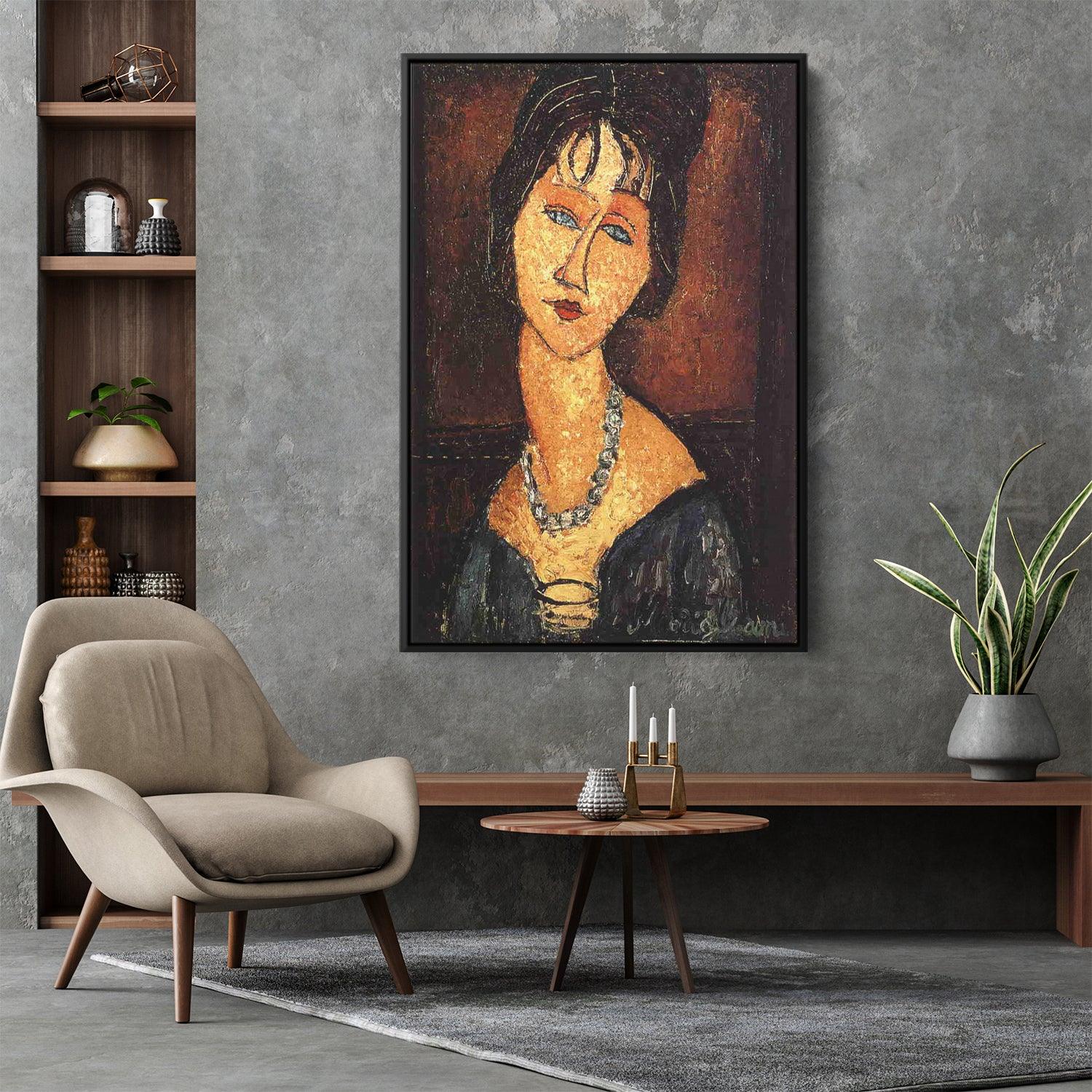 Hand-Painted Jeanne Hebuterne Wearing Hat - Amedeo Modigliani oil painting reproduction offers for bar oil painting home decor wall art or gift