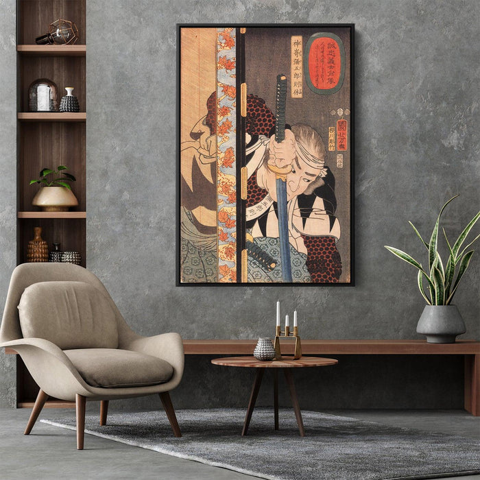 Kansaki Yagoro Noriyasu seen behind a transparent screen by Utagawa Kuniyoshi - Canvas Artwork