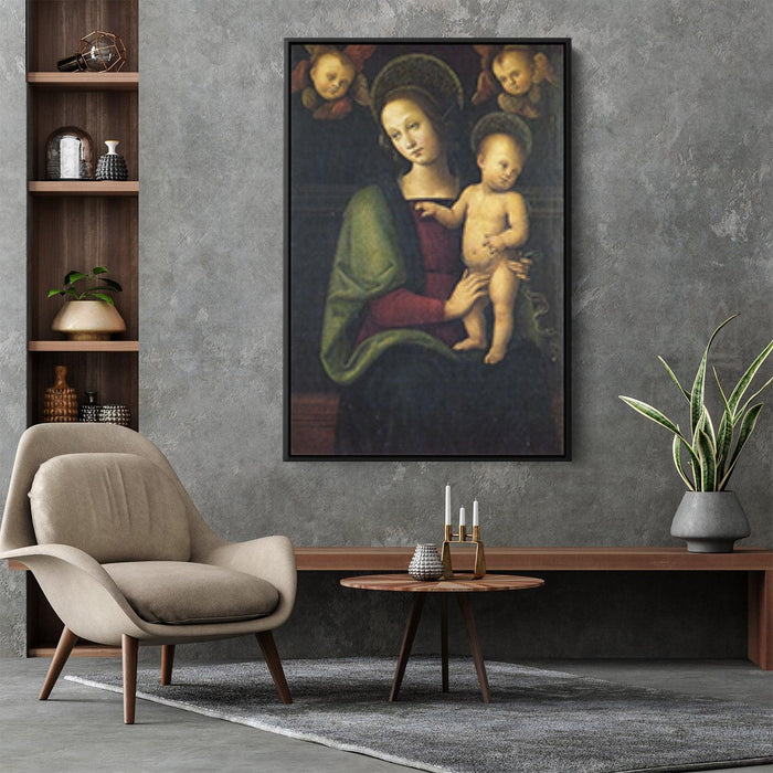 Madonna and Child with two cherubs by Pietro Perugino - Canvas Artwork