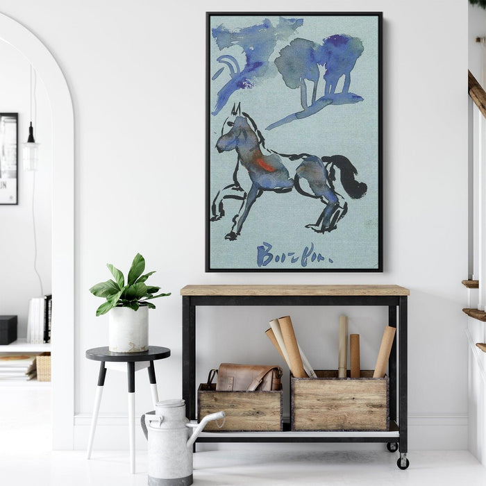 A blue horse by David Burliuk - Canvas Artwork