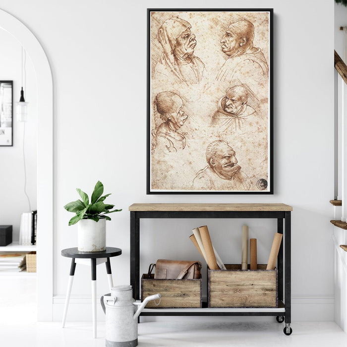 Five caricature heads by Leonardo da Vinci - Canvas Artwork