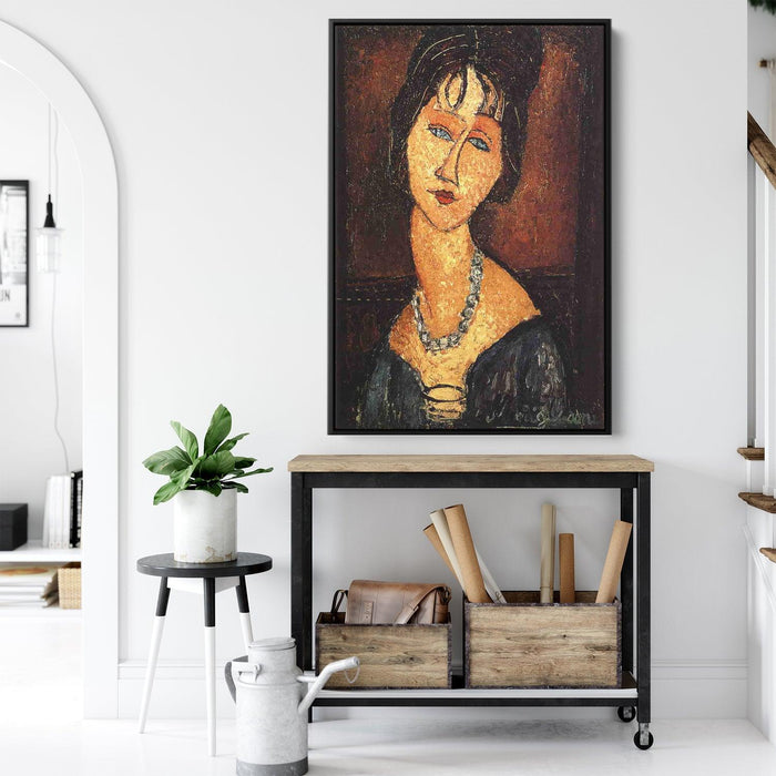 Jeanne Hebuterne with Necklace by Amedeo Modigliani - Canvas Artwork