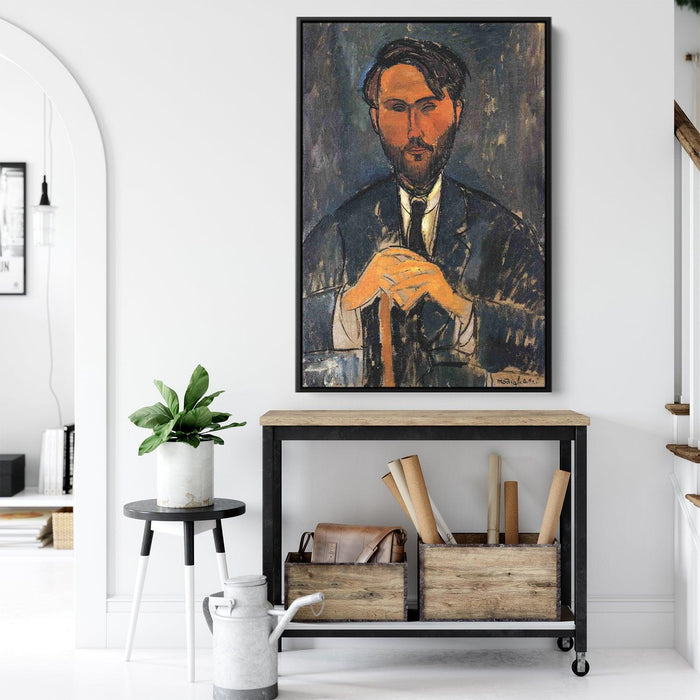 Leopold Zborowski with a walking stick by Amedeo Modigliani - Canvas Artwork