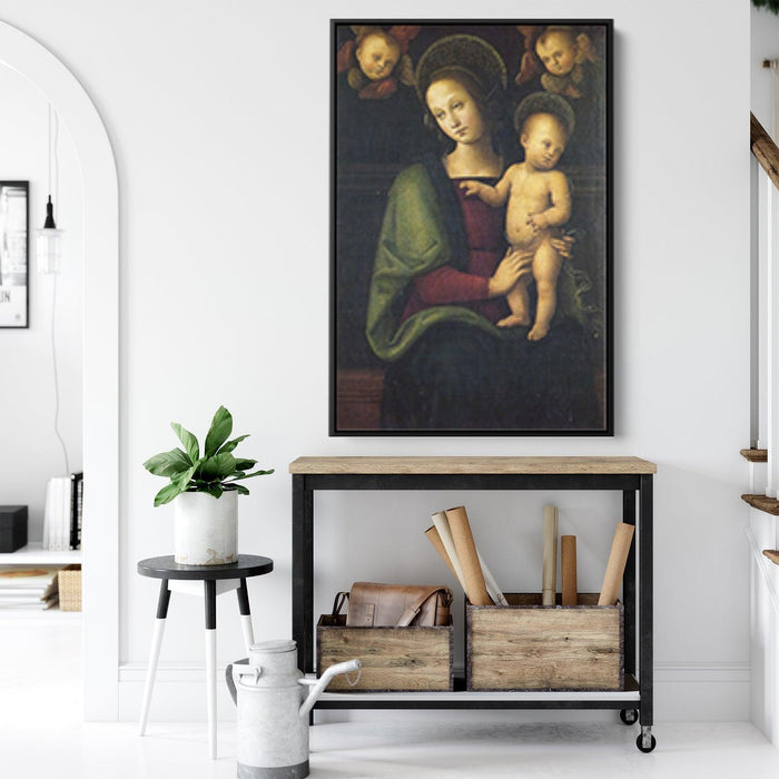 Madonna and Child with two cherubs by Pietro Perugino - Canvas Artwork