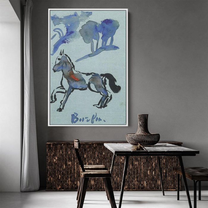 A blue horse by David Burliuk - Canvas Artwork