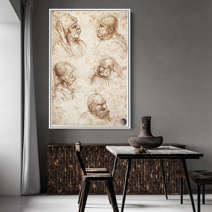 Five caricature heads by Leonardo da Vinci - Canvas Artwork