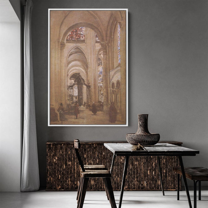 Interior of the Cathedral of St. Etienne, Sens by Camille Corot - Canvas Artwork