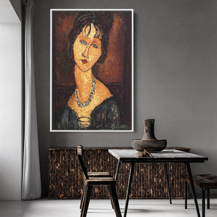 Jeanne Hebuterne with Necklace by Amedeo Modigliani - Canvas Artwork