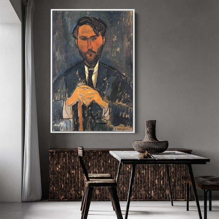 Leopold Zborowski with a walking stick by Amedeo Modigliani - Canvas Artwork