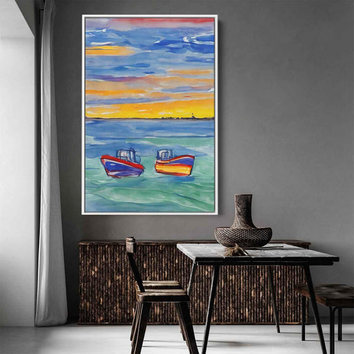 Line Art Sunset Boats #227 - Kanvah