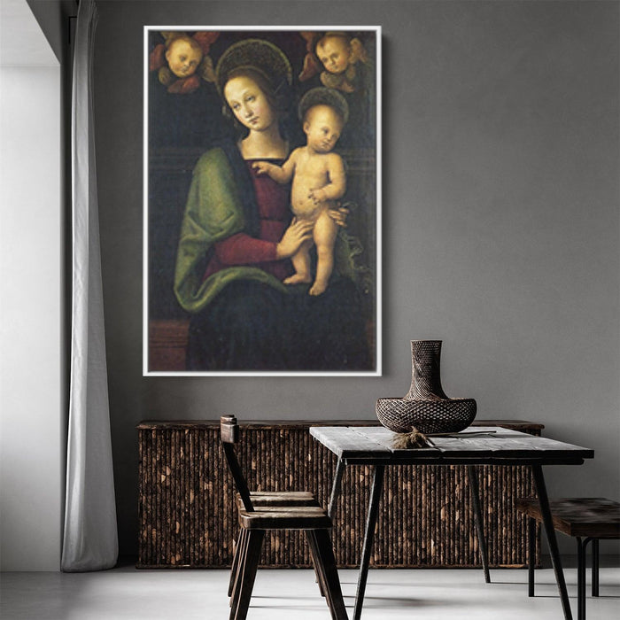 Madonna and Child with two cherubs by Pietro Perugino - Canvas Artwork