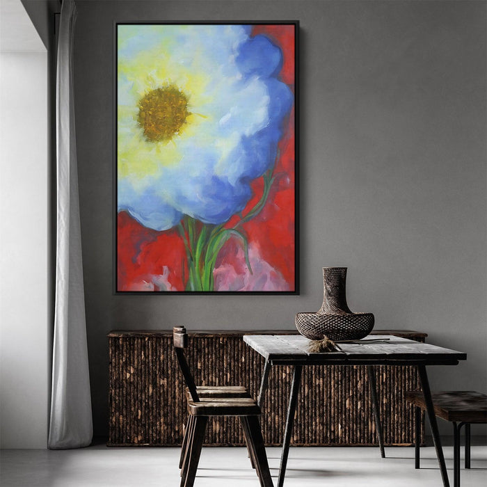 White Abstract Flower Print - Canvas Art by Kanvah