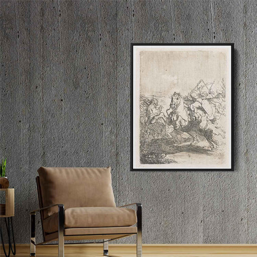 A cavalry fight (1632) by Rembrandt - Canvas Artwork