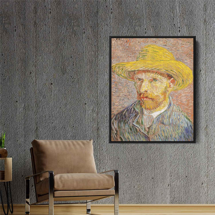 Self-Portrait with Straw Hat (1887) by Vincent van Gogh - Canvas Artwork