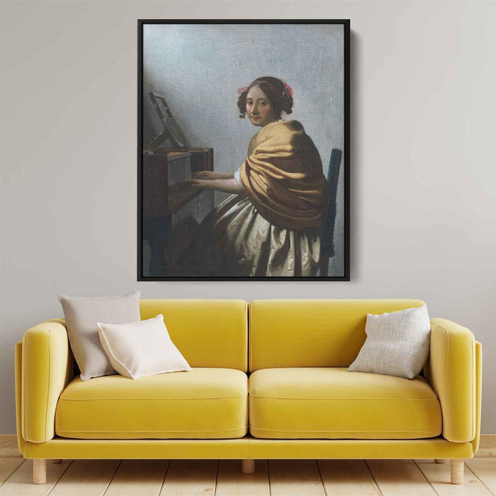 A young woman seated at the virginals (A young woman seated at the virginal) (1672) by Johannes Vermeer - Canvas Artwork